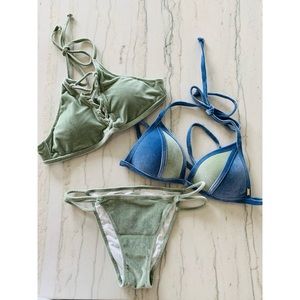 PINK - 3 Piece Velvet Bikini Set